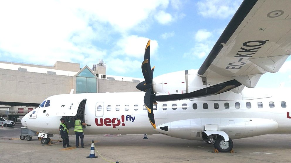 Uno de los aviones turbohélice de la aerolinea Uepfly.